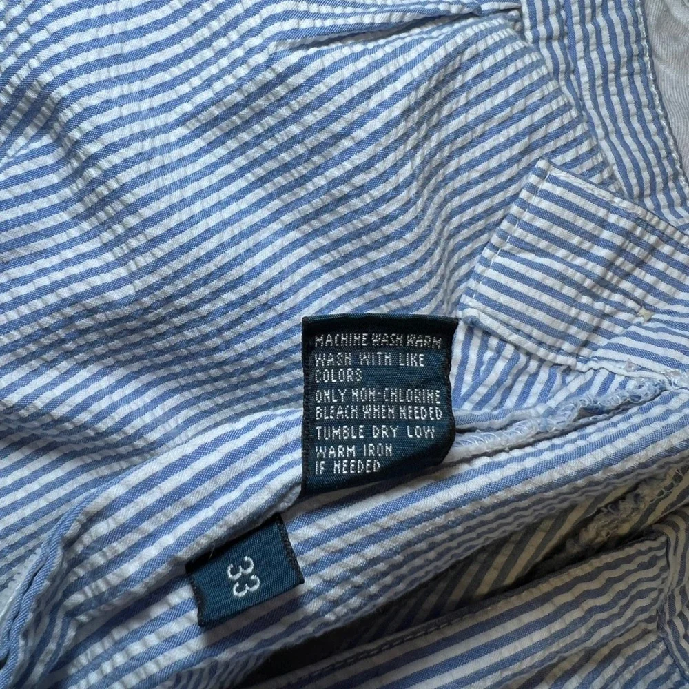 Polo Ralph Lauren Tyler Shorts Men's Blue White Seersucker Striped Coastal 33